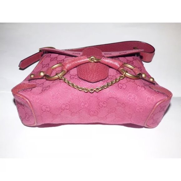 Gucci pink Guccissima leather Horse-bit chain saddle bag - Picture 5 of 11